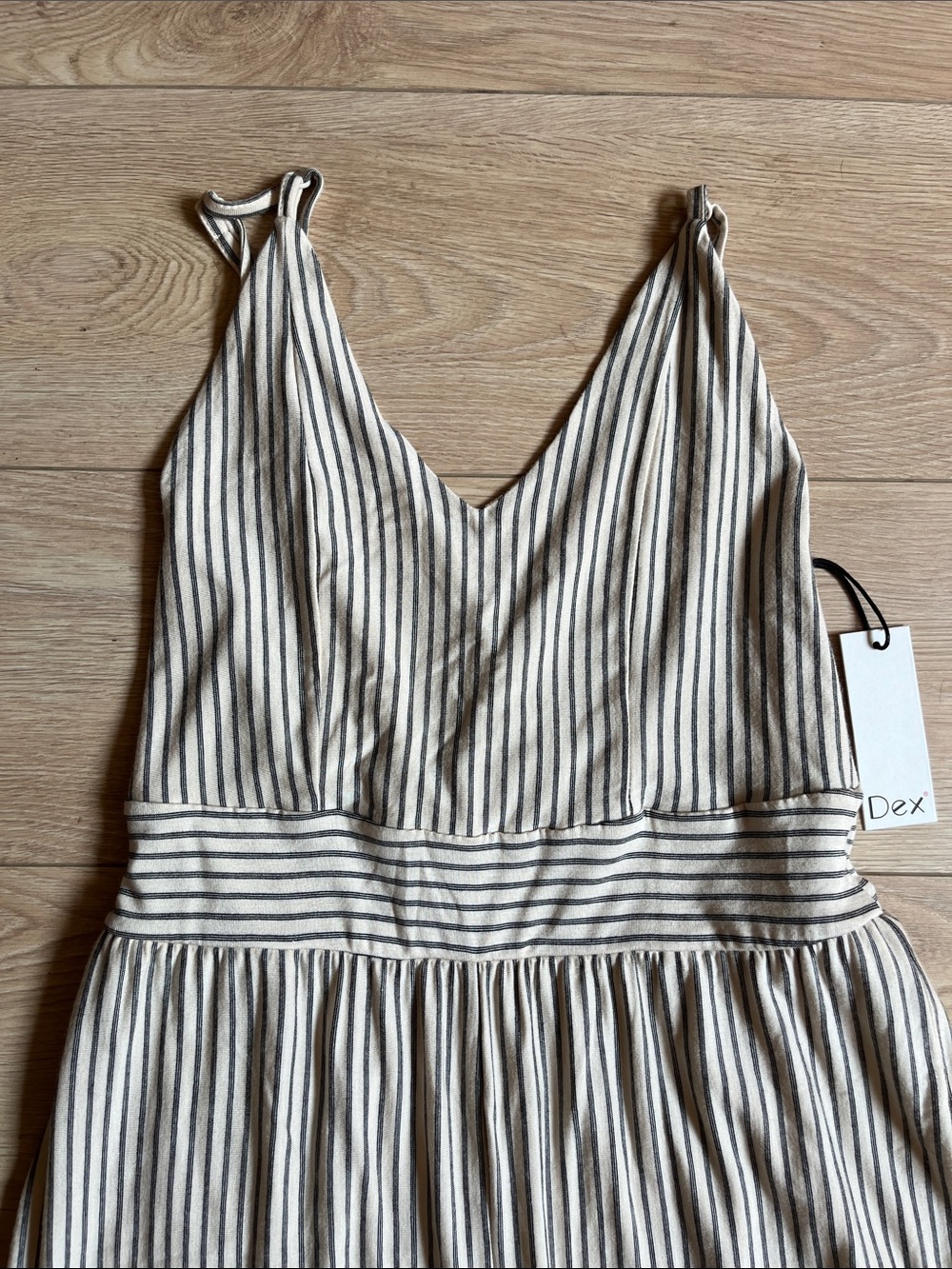 Dex Striped V-Neck Jumpsuit - Cream & Black - Picture 2 of 6